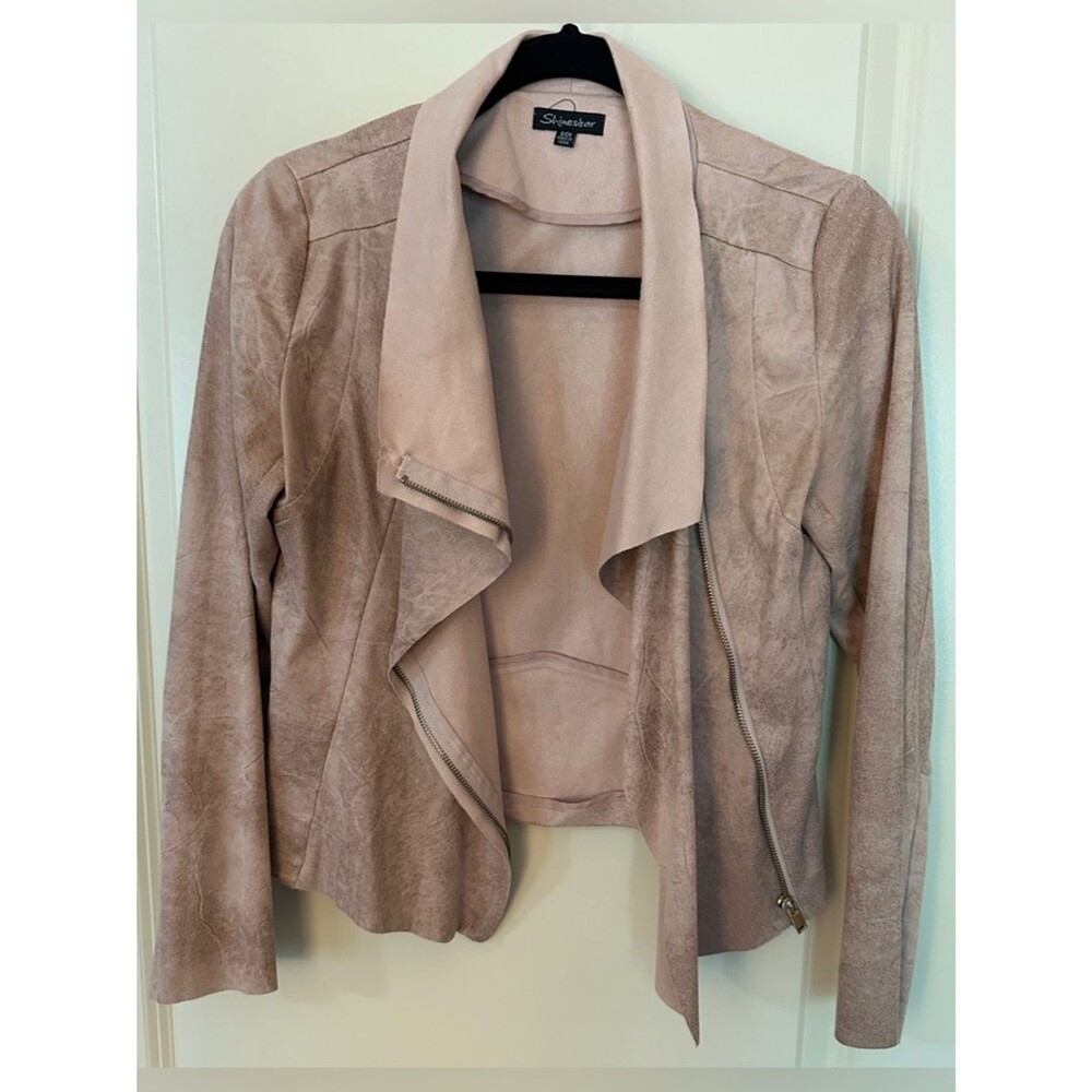 Shinestar Mauve Faux Suede Side Zip up Jacket Women's Sz Small